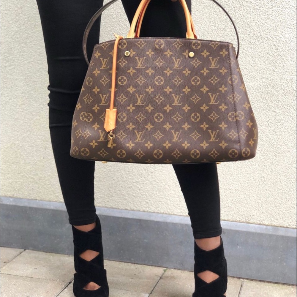 Authentic Louis Vuitton Monogram Brown Montaigne GM Handbag Shoulder Bag